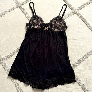 Victoria’s Secret Black Lace Trim Romper- Small